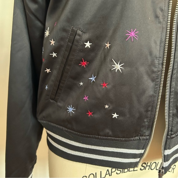 Vans Black Satin Bomber Jacket with Star Embroidery, Small - Picture 11 of 12